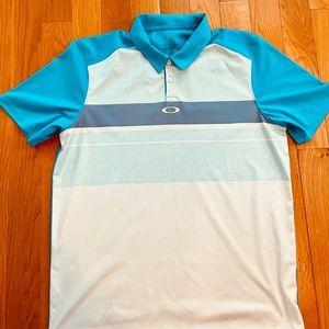 Mens Oakley Blue/white polo shirt Size L